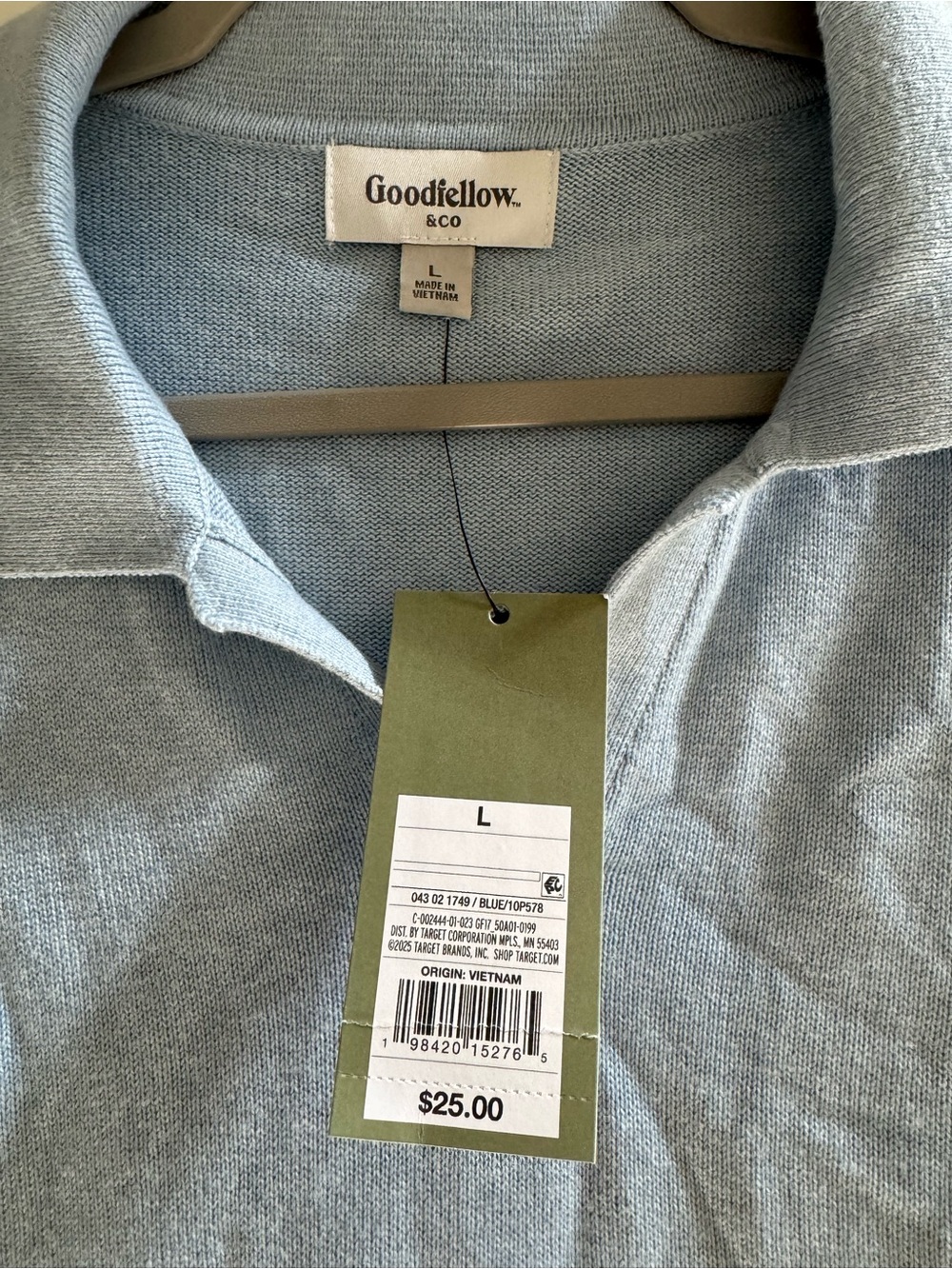 Goodfellow & Co Light Blue Collared Polo (Men’s size large) NWT